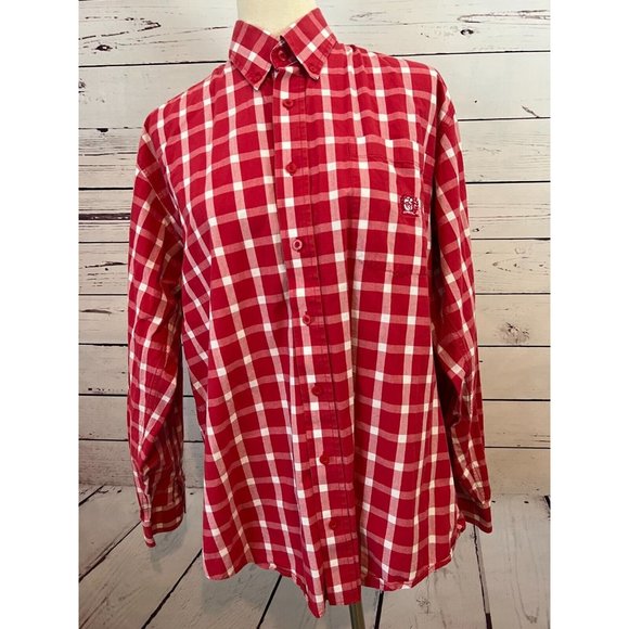 Cinch Western Shirt Small Long Sleeve Plaid button front red white Plaid Cowboy - Picture 6 of 9